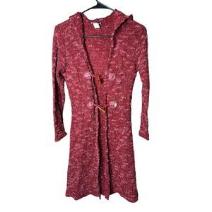 Vintage Diamond’s Y2K Red Wool Blend Long Line Hooded Cardigan